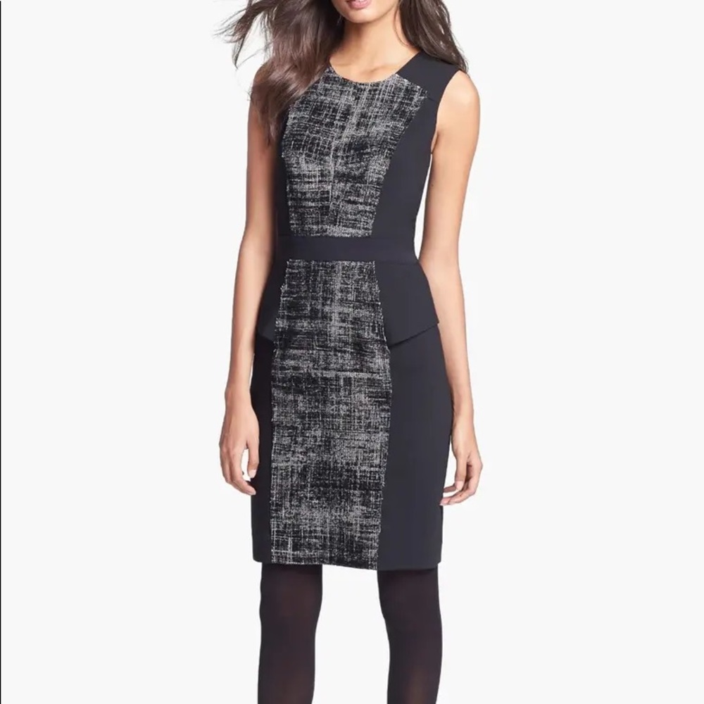 Milly Black and Tweed Peplum Dress Size 2